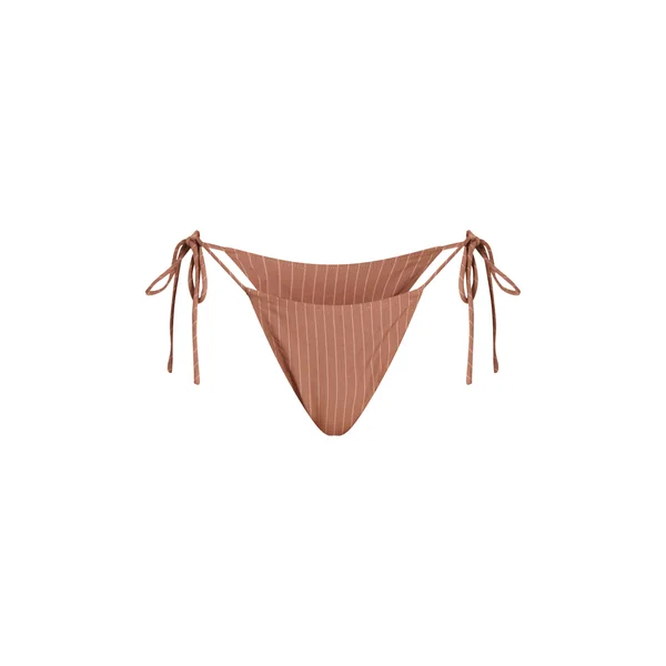 Gris Pierre Bas De Bikini À Fines Rayures Avec Liens Sur Les Côtés