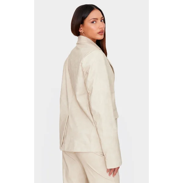 Gris Pierre Blazer Oversize Grande Taille En Synthétiquecuir