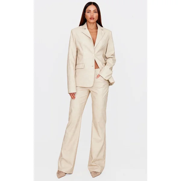 Gris Pierre Blazer Oversize Grande Taille En Synthétiquecuir