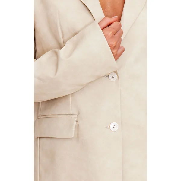 Gris Pierre Blazer Oversize Grande Taille En Synthétiquecuir