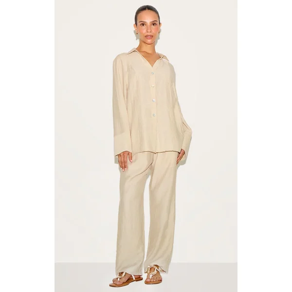 Gris Pierre Chemise Oversize Tissée Petite
