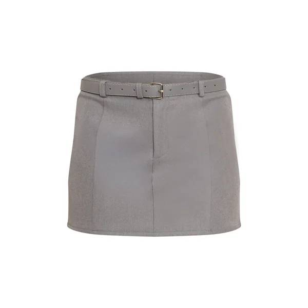 Gris Pierre Clair Jupe Mini Ceinturée