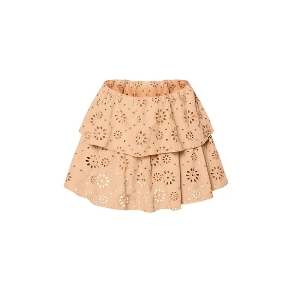 Gris Pierre Ensemble Coordonné Short Brodé À Volants En Coton