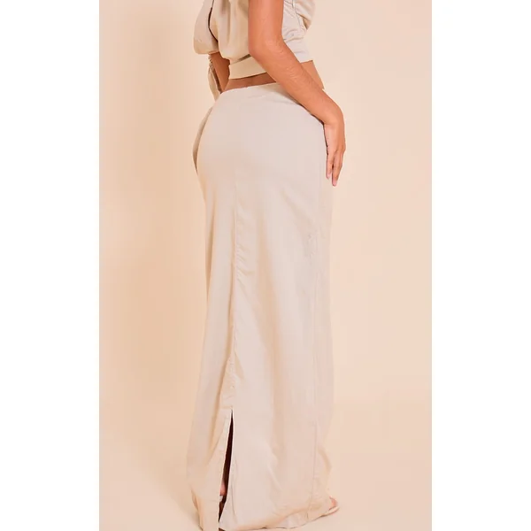 Gris Pierre Jupe Longue Taille Mi-haute Avec Lien Petite