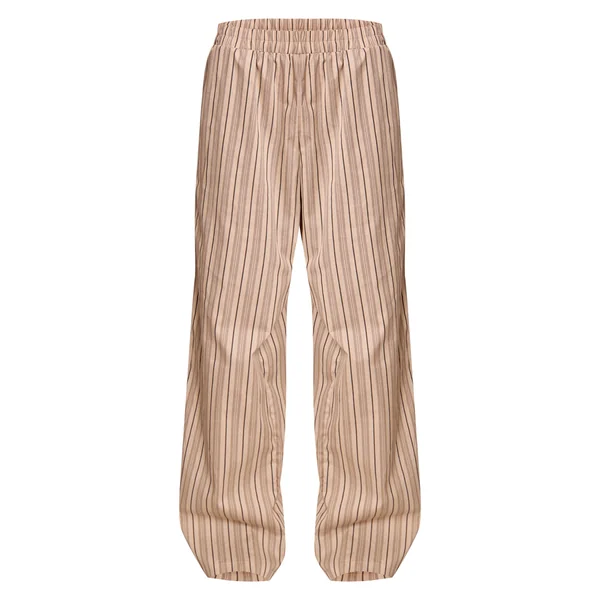 Gris Pierre Pantalon Droit Tissé À Fines Rayures