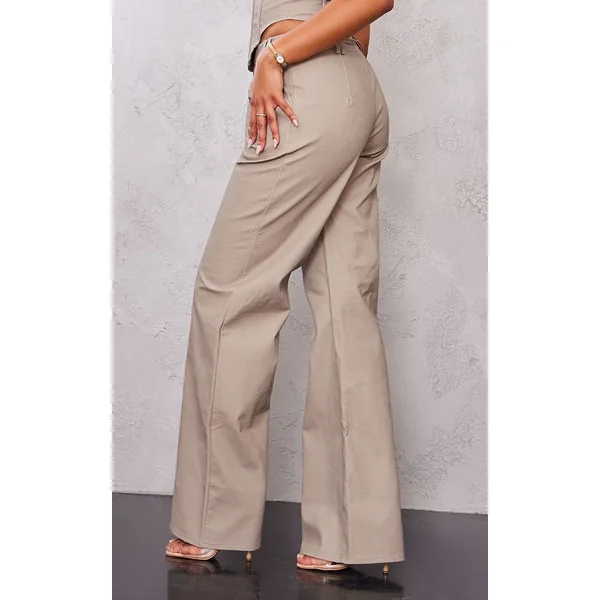 Gris Pierre Pantalon Large En Synthétique Avec Détail Noué Pour Grande Taille