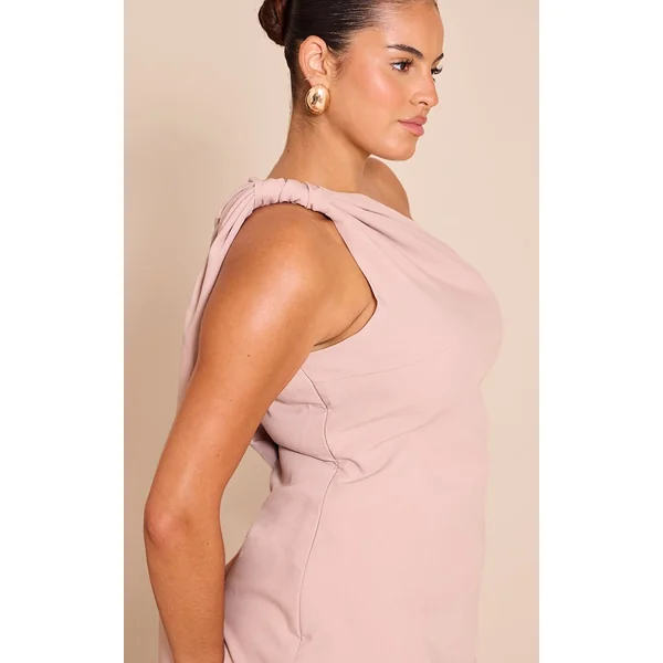 Gris Pierre Robe Mini Grande Taille Tissée Avec Détail Écharpe À Franges