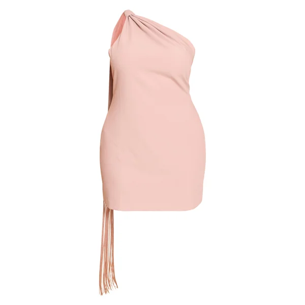 Gris Pierre Robe Mini Grande Taille Tissée Avec Détail Écharpe À Franges