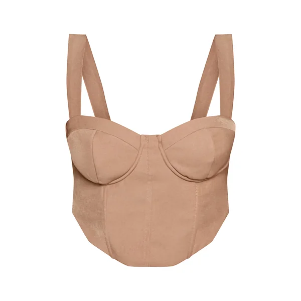 Gris Pierre Top Court Corset Tissé À Détails Structurés Shape