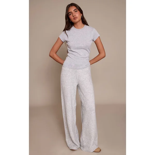 Gris T-shirt Ajusté Brodé