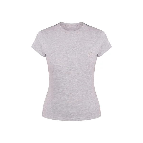 Gris T-shirt Ajusté Brodé