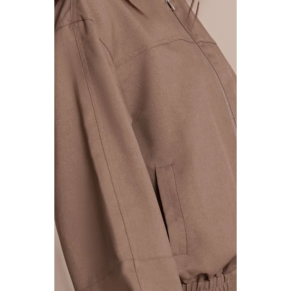 Gris Veste Bomber Cintrée En Tissu Tissé Avec Taille Élastiquée