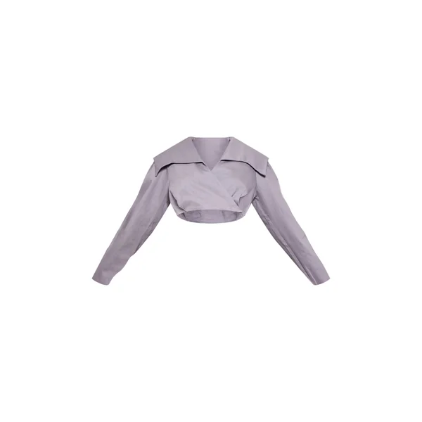 Gris Veste Courte Asymétrique Croisée