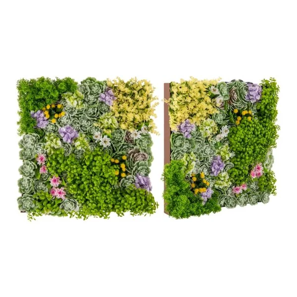 Haie Artificiel 2 PCS Décorations Murales 50x50cm Décoration Murale en Feuillage Artificiel en 3D 10 Types de Plantes Artificielles Mixtes
