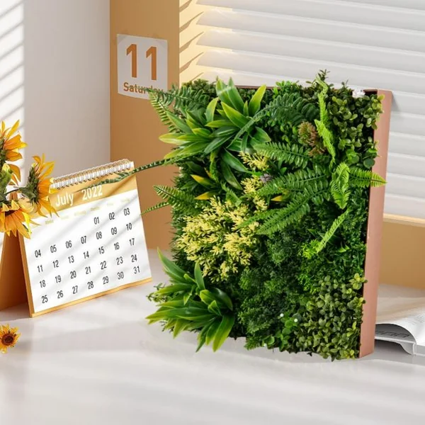 Haie Artificiel 2 PCS Décorations Murales 50x50cm Décoration Murale en Feuillage Artificiel en 3D 11 Types de Plantes Artificielles Mixtes,