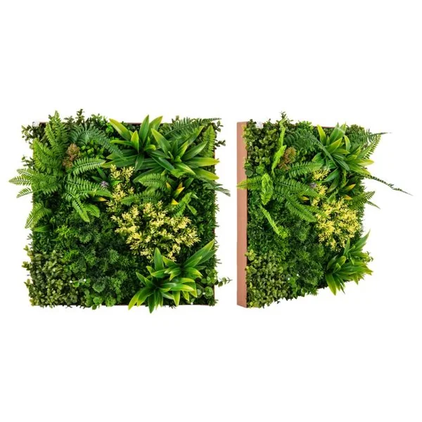 Haie Artificiel 2 PCS Décorations Murales 50x50cm Décoration Murale en Feuillage Artificiel en 3D 11 Types de Plantes Artificielles Mixtes,