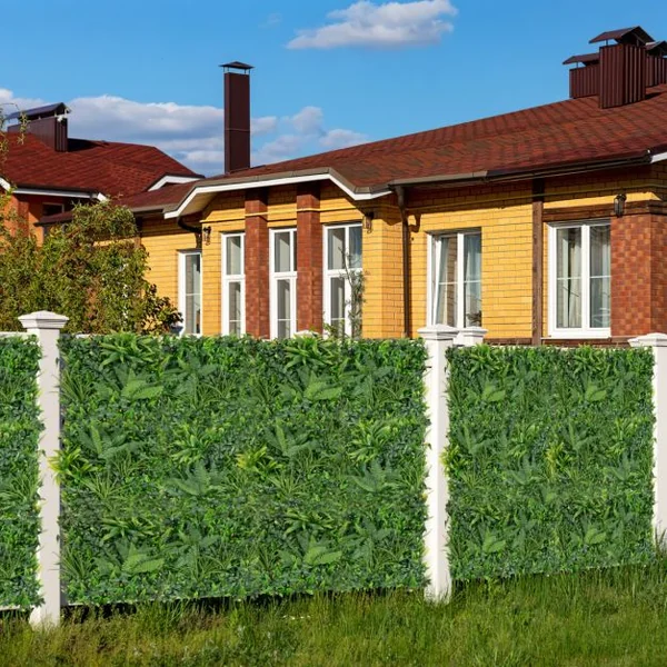 Haie Artificiel Brise-Vue 4PCS 50 x 50 cm 7 Types de Plantes Artificielles Mixtes Panneaux de Toile de Fond de Verdure et Protection Solaire