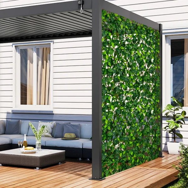 Haie Artificielle Brise-Vue Décoration Extensible Panneau Décoratif Artificiel Protection Solaire Cadre en Saule Véritable 180x90cm Vert