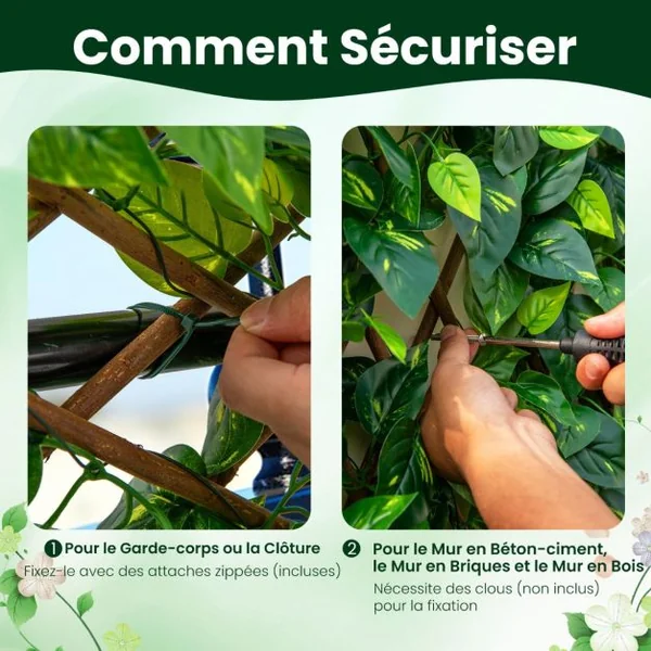 Haie Artificielle Brise-Vue Décoration Extensible Panneau Décoratif Artificiel Protection Solaire Cadre en Saule Véritable 180x90cm Vert
