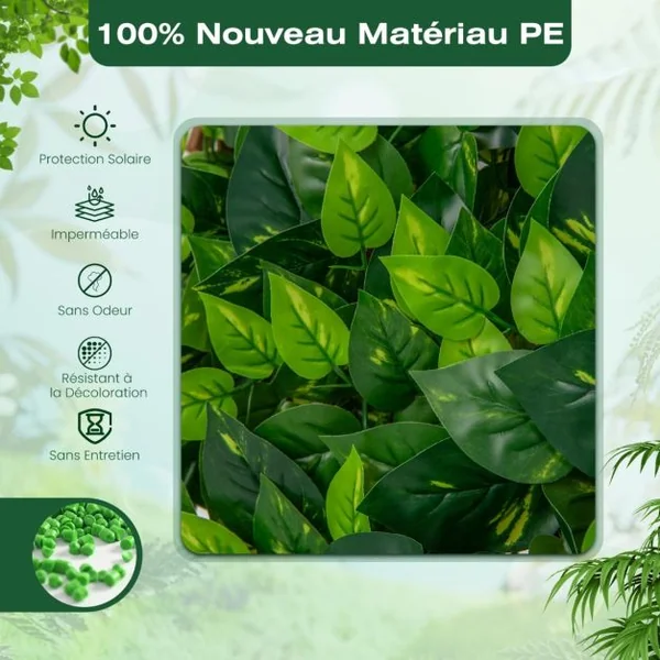 Haie Artificielle Brise-Vue Décoration Extensible Panneau Décoratif Artificiel Protection Solaire Cadre en Saule Véritable 180x90cm Vert
