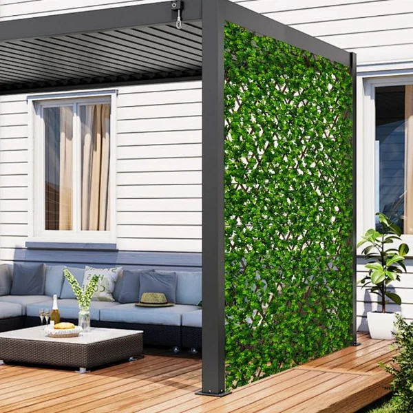 Haie Artificielle Brise-Vue Décoration Extensible Panneau Décoratif Artificiel Protection Solaire Cadre en Saule Véritable Vert
