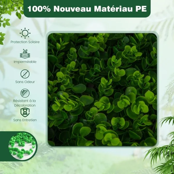 Haie Artificielle Brise-Vue Décoration Extensible Panneau Décoratif Artificiel Protection Solaire Cadre en Saule Véritable Vert