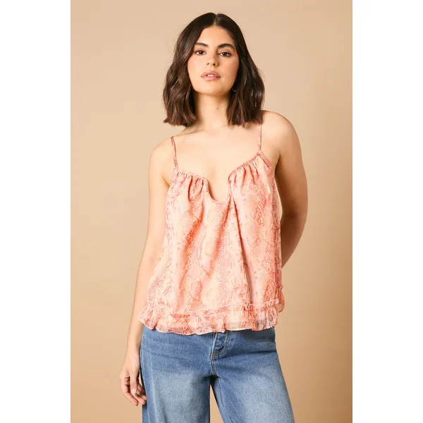 Haut Caraco Babydoll Imprimé à Détails Volantés