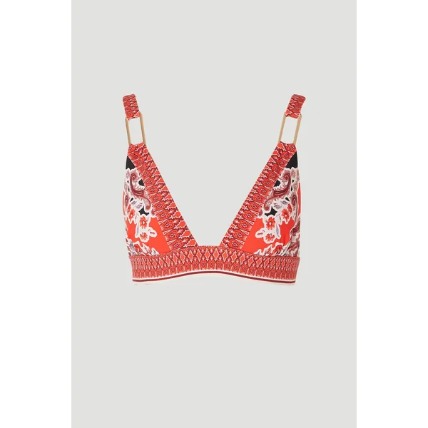Haut de Bikini Plongeant à Imprimé Foulard Effet Miroir