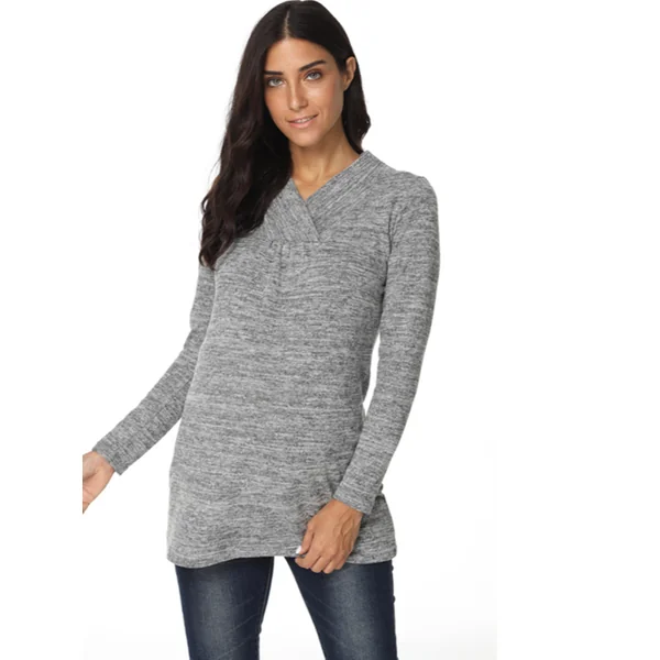 Haut de grossesse ample - Gris clair/Bordeaux - Livraison standard gratuite
