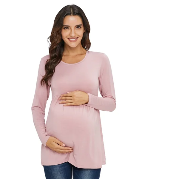 Haut de grossesse ample manches longues - Vert/Gris/Rose - Reste XL