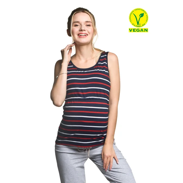 Haut de grossesse et d'allaitement rayé Vegan - Reste 1XL