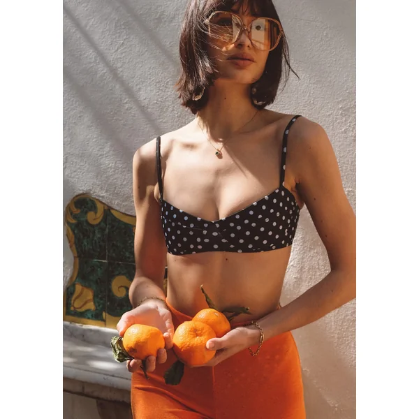 HAUT DEUX PIÈCES AMALFI Noir/pois blanc