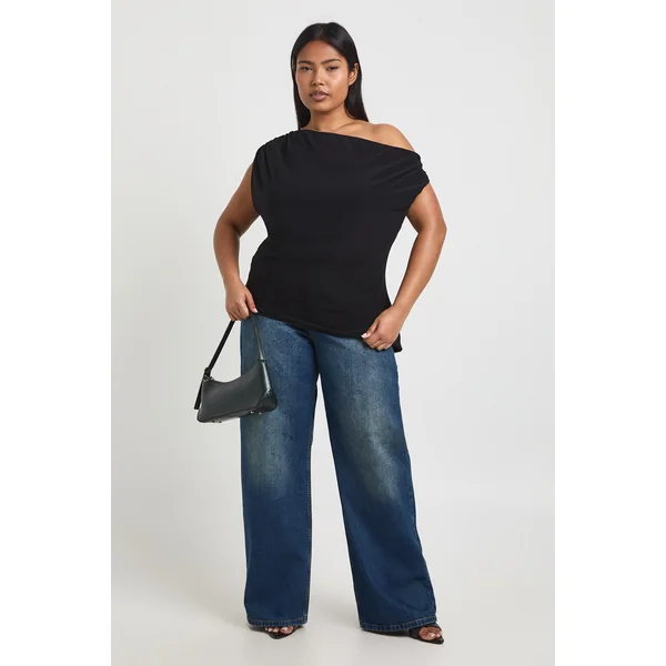 Haut Grande Taille Asymétrique à Épaules Dénudées