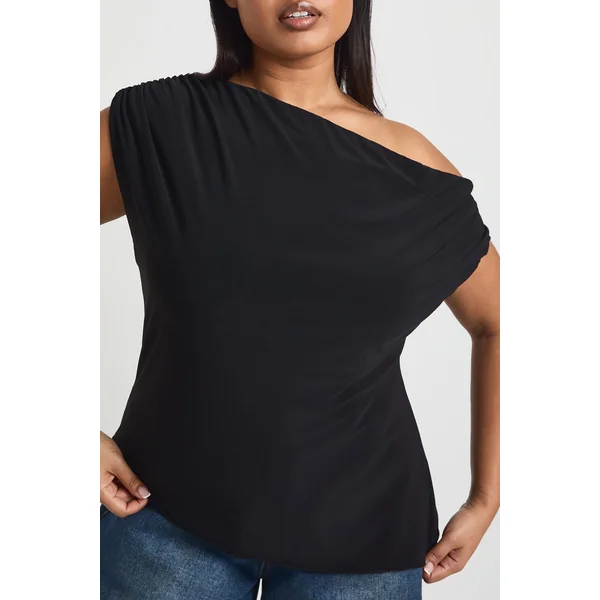 Haut Grande Taille Asymétrique à Épaules Dénudées