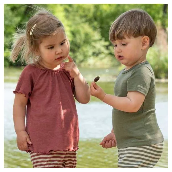Haut manches courtes enfant en laine et soie - ENGEL NATUR