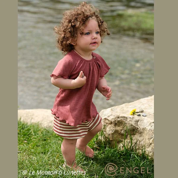 Haut manches courtes enfant en laine et soie - ENGEL NATUR
