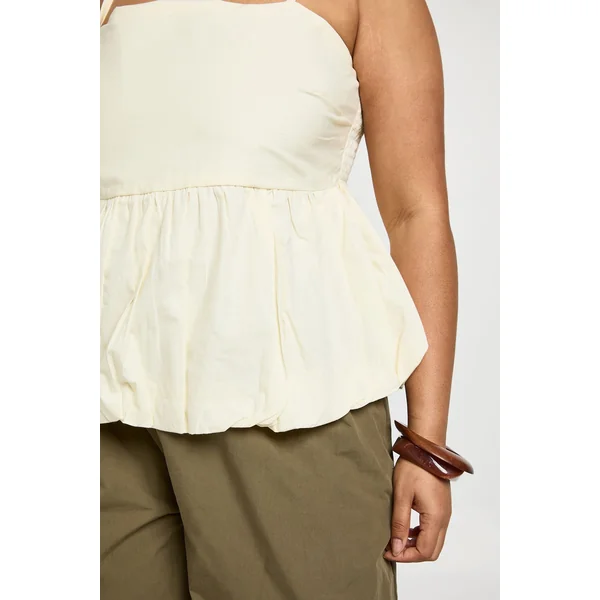 Haut Smock Grande Taille En Popeline De Coton À Ourlet Bouffant