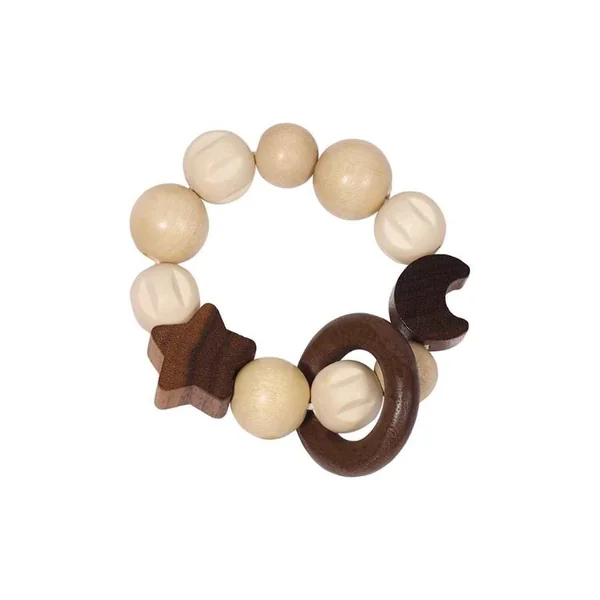 Hochet en bois pour bébé - lune et étoile - Heimess Nature