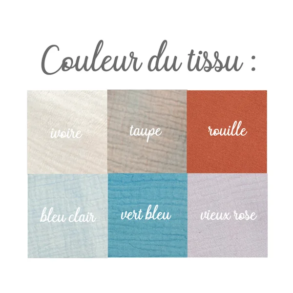 Hochet gaze de coton personnalisé (6 coloris)