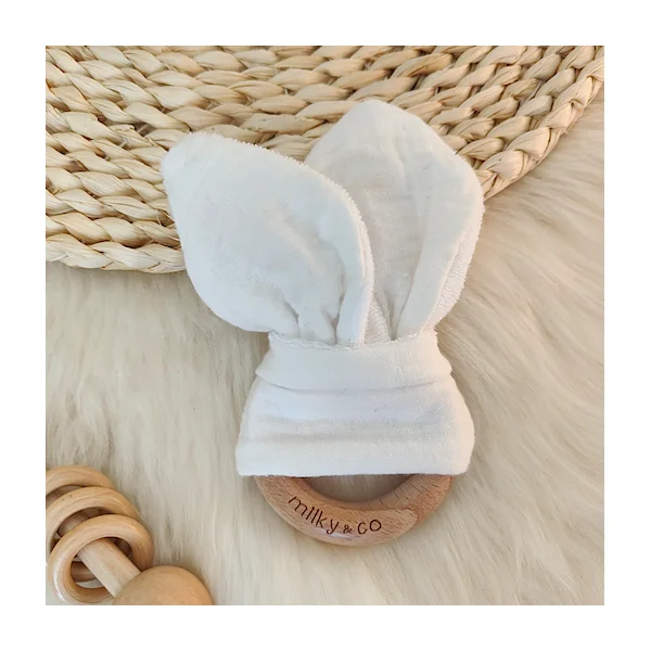 Hochet lapin blanc personnalisable