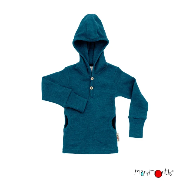 Hoodie Henley ManyMonths - Sweat à capuche en mérinos enfant – Nouveauté 2025/26