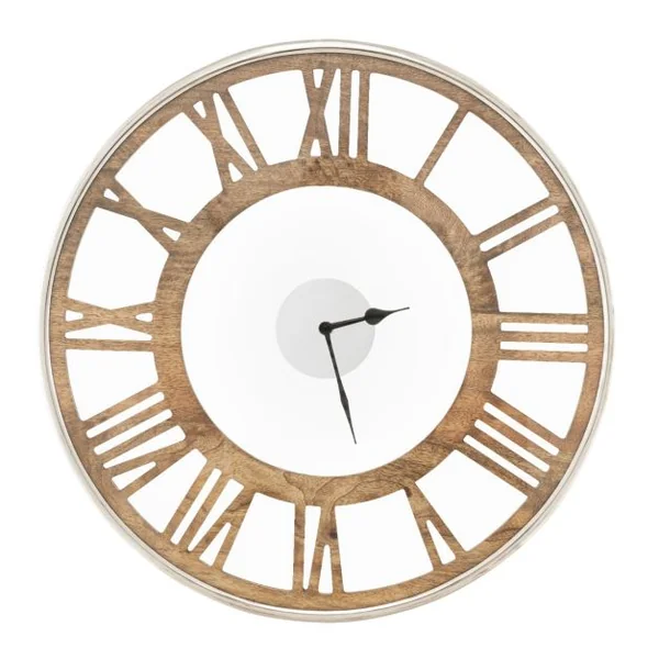 Horloge Murale Vintage Chiffres Romains Couvercle en Verre Silencieuse Dia 40 CM