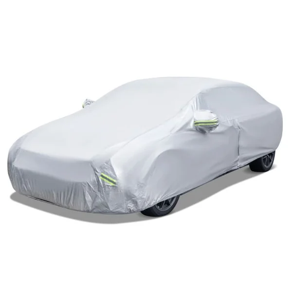 Housse de Voiture Imperméable avec Bande Lumineuse&Porte Zippée pour Berline d'une Longueur Allant Jusqu'à 431/455/479 cm