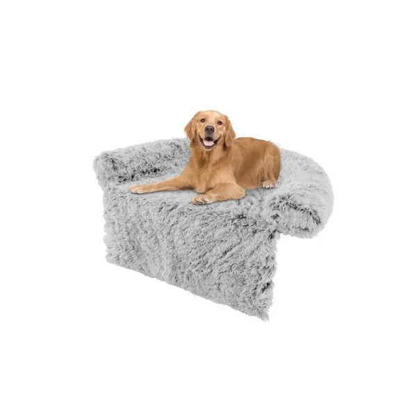 Housse en Peluche pour Chien Dessous Antidérapant Amovible Lavable Traversin Doux pour Le Cou Petite Taille 101 x 89 x 16 CM Noir