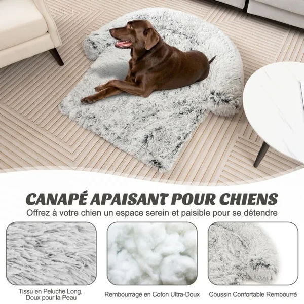 Housse en Peluche pour Chien Dessous Antidérapant Amovible Lavable Traversin Doux pour Le Cou Petite Taille 101 x 89 x 16 CM Noir