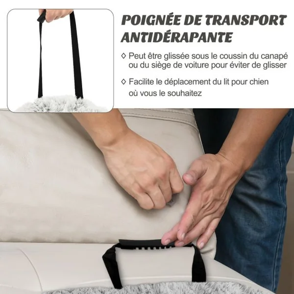 Housse en Peluche pour Chien Dessous Antidérapant Amovible Lavable Traversin Doux pour Le Cou Petite Taille 101 x 89 x 16 CM Noir