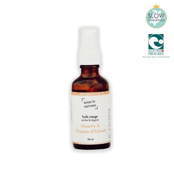 Huile visage noisette et noyaux d'abricots - 50ml