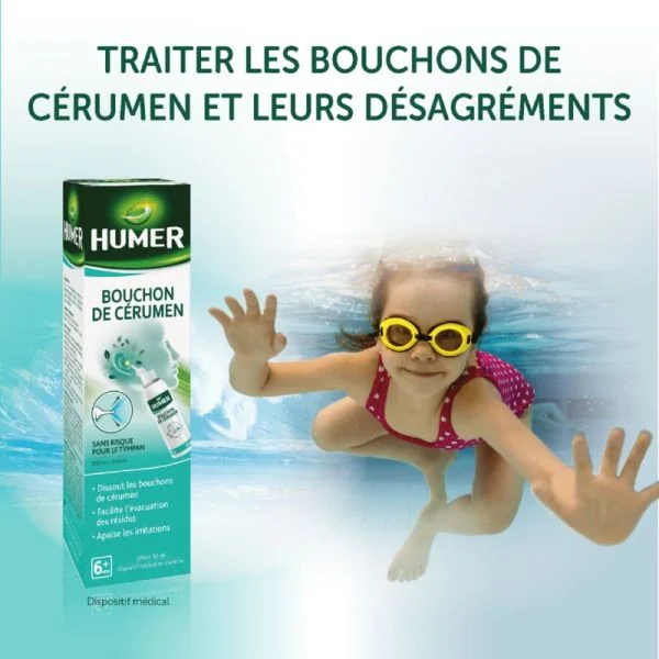 HUMER Bouchon de Cérumen Spray 50ml - Pour Dissoudre et Evacuer les Bouchons et Apaiser le Conduit Auditif