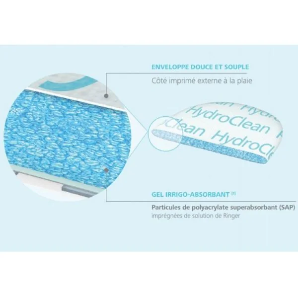 HydroClean Advance 8 x 14 cm Ovale - Pansement Hydrogel Irrigo Absorbant, Prêt à l'Emploi, Bte/10