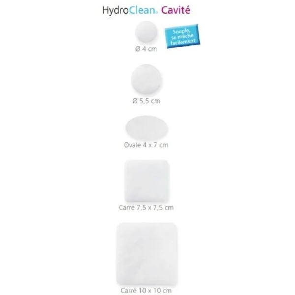 HydroClean Cavité 7.5 x 7.5 cm - Pansement Irrigo Absorbant Plaie Cavitaire Profonde, Bte/10
